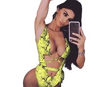 GWJKG Costume da Bagno Intero da Donna con Stampa Leopardata e Cinturino ritagliato in Bikini