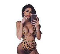GWJKG Costume da Bagno Intero da Donna con Stampa Leopardata e Cinturino ritagliato in Bikini