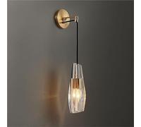 GWJKG Decorazione angolare Minimalista Crystal Glass Sallway Sconcetto con Finitura di Rame Antico, Luce Moderna del a metà secolo, Lampada Parete Bagno lineare Lungo Penale nordica per Camera da