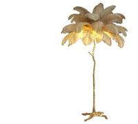 GWJKG in Resina Pollici, 35 Pezzi Piume di Vero, Lampada Pavimento per Camera da Letto e Adatti a Soggiorno, dormitorio, Ufficio, (Colore Struzzo)