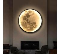 GWJKG Lampada 3D dimmerabile con Telecomando 12 Pollici di Luce Notturna Decorazioni per la Camera da Letto e Soggiorno, lunare Unico, Arte Artistica a Parete Rotonda