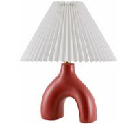 GWJKG Lampada Comodino in Ceramica Moderna Alta 18 Pollici con tonalità di Lino comodini per Camera da Letto e Arredamento del Adatto a Soggiorno, dormitorio, Ufficio, (Rosso Scuro)