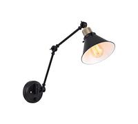 GWJKG Lampada murale con variabile intensità e Interruttore, Angoli Flessibili a Due Bracci, abat-Jour Nero.