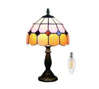 GWJKG Lampada Tavolo d'Arte Vintage 15 Pollici con Paralume in Vetro colorato per Lettura del Comodino, Camera da Letto e Adatti a Soggiorno, dormitorio, Ufficio, (Arancione)
