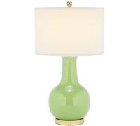 GWJKG Lampada Tavolo in Ceramica 27,5 "con sfumatura di Cotone Tamburo Camera da Letto Comodino per scrivania della casa con Lampadina Adatto a Soggiorno, dormitorio, Ufficio, (Verde)