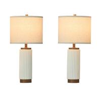 GWJKG Lampada Tavolo in Ceramica Pacchetti, tonalità di Lino e Porte USB A+C, dimmerabile a Vie, Camera Letto, Sala da Pranzo Adatto per Soggiorno, dormitorio, Ufficio, ()