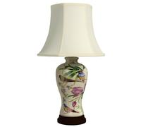 GWJKG Lampada Tavolo Vaso di bambù vetrata con Paralume in Tessuto la Decorazione del da Letto per Soggiorno, dormitorio, Ufficio (Floreale)