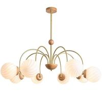 GWJKG Lampadario a metà secolo in vetro bianco in vetro sputnik latte lampadario in vetro rustico soffitto in legno a sospensione lampada a sospensione oro vintage lampada appesa per la sala da pranzo
