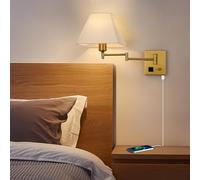 GWJKG Lampade d'oro Luce Regolabile con Porto USB manopola del dimmer, Applique a Parete Moderna per Camera da Letto, Soggiorno e corridoio (1 Pacchetto)