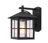 GWJKG Lampe Murale Square Forma Quadrata da Esterno Le lampade Portico Metallo in Alluminio Intagliato, Lampada a Parete Nera per la Porta d'ingresso Cortile e Patio con Pannelli di Vetro