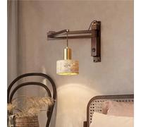 GWJKG Legno Naturale Regolabile Vintage Industrial Rustico Centro Swing Azzurro Sfonde la Lampada con Base E26 per Il in Camera da Letto Office Soggiorno