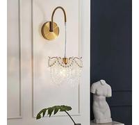 GWJKG Luxury Crystal Wall Sconces 2 Pack Battery Gold Lights con Lampade e orario Wireless Dimmabile per Soggiorno Camera da Letto Bagno Moderna Luce