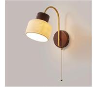 GWJKG Mid -secolo Moderna murale funce in Legno a Collo di Allevamento Catena Vintage Cono Antico Oro Lampada Parete con Base e26/e27 per la Camera da Letto studiare Il corridoio della Scuola Materna