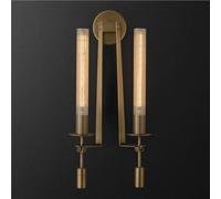 GWJKG Mid-secolo Moderno E27 a mura con Scarpe Vetro Lungo Lampada da Parete Illuminazione lineare per Il Salotto del Soggiorno Bagno (Oro, 2 luci)