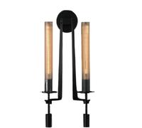 GWJKG Mid-secolo Moderno E27 Muro con Scarpa a Costine Vetro Lungo Lampada da Parete Oro Illuminazione lineare per Il Salotto del Soggiorno Bagno (Nero, 2 luci)