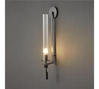 GWJKG Mid-secolo Moderno E27 Muro con Scarpa a Costine Vetro Lungo Tubo da Parete Lampada Illuminazione lineare Oro per Il Salotto del Soggiorno Bagno (Nero, 1 luccio)