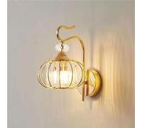 GWJKG Moderna Doppio Strato Gabbia in Metallo Rustico cablato Robusto Lampada Applique a Parete con di Base per la Camera da Letto corridoio (Oro)