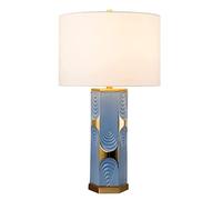 GWJKG Nordic Ceramic Electroplated Embossed Bedside Lamp with Fabric Shade Bedroom Office Table Lamps for Living Room Color White Size : Dimmer Swi