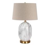 GWJKG Nordic Imitation Marble Bedside Ceramic Crafts Desk Lamp Bedroom Study Office Table Lamps for Living Room Color White Size : Button S