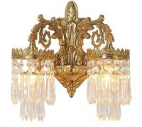 GWJKG Pronzo Ottone d'oro Antico Elegante Lampada a Parete in Stile Europeo di 2 luci della metà secolo per Camera Letto, Bagno, Soggiorno, corridoio e Illuminazione da Comodino