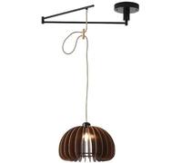 GWJKG Rustic Wood Decoration Affermazione Sospensione con Lampada a Forma di Zucca Antique Vintage Boho lampadario per Tavolo Pranzo Isola da Cucina (Noce)