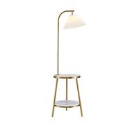 GWJKG Standing Corner Nordic Fashion Iron Lamp with Coffee Table Pleated Fabric Lampshade Lights Bedroom Study Floor Lamps for Living Room