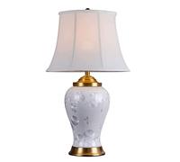 GWJKG White Crystal Glaze Desk Ceramic Shade Bedroom House Bedside Nightstand Lamp Table Lamps for Living Room Color Button Switch, Siz