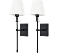 GWJKG Wireless Set 2 luci dimmebili di Telecomando Facili Installazione Batteria ad Alimentazione a Parete artistiche per la Fattoria della Camera da Letto agricola Nera