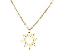 GWSGSFAS 316L Collana In Acciaio Inox Placcato Etnico Sole Totem Pendente Collane Per Le Donne Fascino Festa di Compleanno Gioielli Moda, 45cm, Metallo, lega
