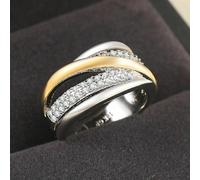 GWSGSFAS Anelli di placcatura Bicolore per Donne e Uomini Bianco Giallo Oro Colore Gioielli di Moda Regalo per Amante -8-R059