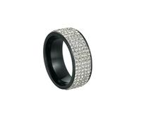 GWSGSFAS Anello da donna in acciaio stile vintage, con cristalli trasparenti, alla moda, in acciaio inox, anelli di fidanzamento e matrimonio, 9, Metallo, Zirconia cubica