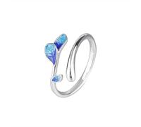 GWSGSFAS Anello in Argento S925 alla Moda con Apertura Regolabile, Elegante Anello con Ciondolo a Forma di Ramo di Albero in Smalto Personalizzato per Donna, ridimensionabile, Argento