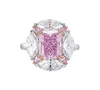 GWSGSFAS Anello Regolabile in Argento Sterling 925 con zircone Rosa Quadrato per Donne Anelli di Fidanzamento Gioielli di Lusso Vintage Femminili - Argento - Regolabile