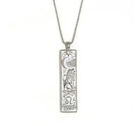 GWSGSFAS Collana da donna con ciondolo quadrato a forma di personaggio geometrico, stile retrò, con dodici costellazioni, Metallo, Zirconia cubica