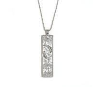 GWSGSFAS Collana da donna con ciondolo quadrato a forma di personaggio geometrico, stile retrò, con dodici costellazioni, Metallo, Zirconia cubica