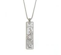 GWSGSFAS Collana da donna con ciondolo quadrato a forma di personaggio geometrico, stile retrò, con dodici costellazioni, Metallo, Zirconia cubica