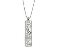 GWSGSFAS Collana da donna con ciondolo quadrato a forma di personaggio geometrico, stile retrò, con dodici costellazioni, Metallo, Zirconia cubica