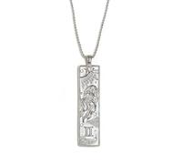 GWSGSFAS Collana da donna con ciondolo quadrato a forma di personaggio geometrico, stile retrò, con dodici costellazioni, Metallo, Zirconia cubica