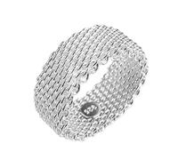 GWSGSFAS Moda 925 Sterling Silver Anello Maglia Intrecciata Anello per Donna Moda Gioiello Regalo-9-Argento