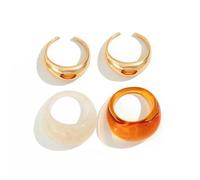 GWSGSFAS Set di 4 anelli aperti vintage lisci a goccia d'acqua per le donne in resina colorata in resina acrilica rotonda anelli congiunti-set