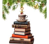 Gwtdtoad Christmas Tree Book Ornament - Pendente Natalizio Acrilico 2D Per Amanti Dei Libri - Addobbi Natalizi Per Interni Esterni Giardino Finestra