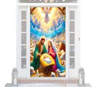 Gwtdtoad Copertura decorativa per porta di Natale, in tessuto, per la scena del presepe religiosa, accessorio per feste | Gesù decorazione natalizia - per feste di Natale, uffici, casa, scuola