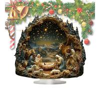 Gwtdtoad Decorazioni Natalizie per Presepe,Decorazione Presepe Bidimensionale Con Base | Segno Religioso Festivo Per Scrivania Mensola Davanzale Casa - Per Tutti