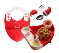Gwtdtoad Set Alimentazione Bambini in Silicone,Set Stoviglie per Bambini | a a Forma di Cappello di Natale per Casa Viaggi Famiglia Asilo Hotel Ristorante Picnic Camping | Ideale per Genitori Occupati
