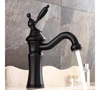 GWTWZHWGQ Rubinetto for lavabo in Ottone Nero/Argento, alla Moda, for Bagno, Grande Bocca Curva, Tipo monocomando, Miscelatore for Acqua Calda e Fredda(Noir)