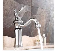 GWTWZHWGQ Rubinetto for lavabo in Ottone Nero/Argento, alla Moda, for Bagno, Grande Bocca Curva, Tipo monocomando, Miscelatore for Acqua Calda e Fredda(Silver)