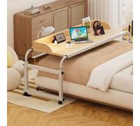 GWWBD Scrivania Camera Da Letto,tavolo Servitore Regolabile In Altezza Scrivania Camera Da Letto Tavolino Con Rotelle Tavolino Da Letto Con Ruote E Braccio Notebook(Color:wood+)