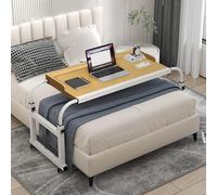 GWWBD Sopra Il Tavolo Da Letto,tavolino Mobile Regolabile Scrivania Con Rotelle Tavolino Regolabile In Altezza Alza Laptop Da Scrivania Tavolino Da Letto Con Ruote E Braccio Notebook(Color:wood+)