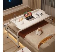 GWWBD Tavolino con Rotelle,tavolino Letto con 4 Ruote Comodino Letto Regolabile E Portatile Altezza Regolabile Tavolo caffè Carrello Scrivania Laptop Tavolino da Lavoro(Color:Bianco+)