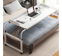 GWWBD Tavolino da Salotto Regolabile in Altezza，Letto Regolabile E Portatile Tavolo Servitore Regolabile Scrivania con Ruote Computer Desk(Color:Bianco+)